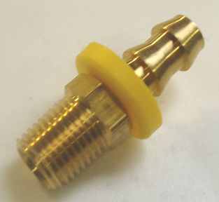 Hose Push Lock Fitting 1/4'' MNPT x Barb Brass