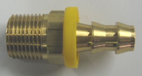 Hose Push Lock Fitting 3/8'' MNPT x Barb Brass