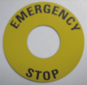 Legend Plate Emergency Stop, Oversized Yellow