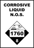 Container Label Corrosive Liquid NOS 1760