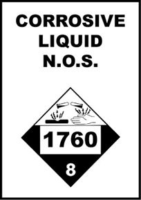 Container Label Corrosive Liquid NOS 1760