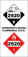 Container Label Corrosive Liquid Flammable NOS 2920