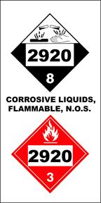 Container Label Corrosive Liquid Flammable NOS 2920